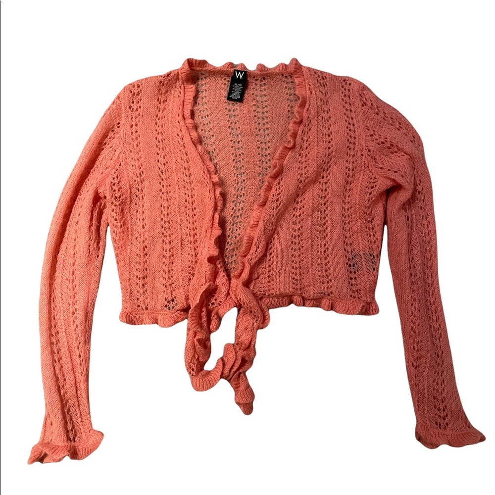 Pink frilly / ruffled cardigan